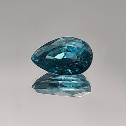 5.97ct ETW Earth-Mined Blue Zircon – Pear Cut