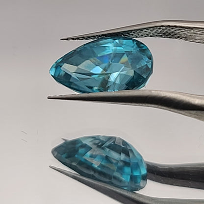 5.97ct ETW Earth-Mined Blue Zircon – Pear Cut