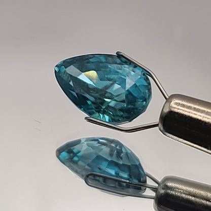 5.97ct ETW Earth-Mined Blue Zircon – Pear Cut