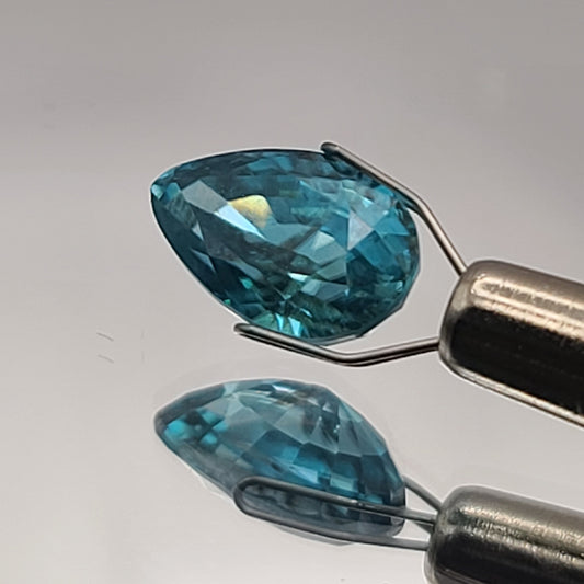 5.97ct ETW Earth-Mined Blue Zircon – Pear Cut