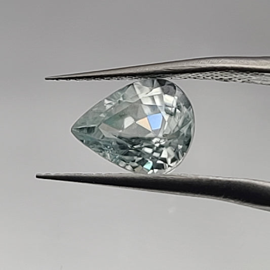 2.65ct ETW Earth-Mined Light Green Zircon – Pear Cut