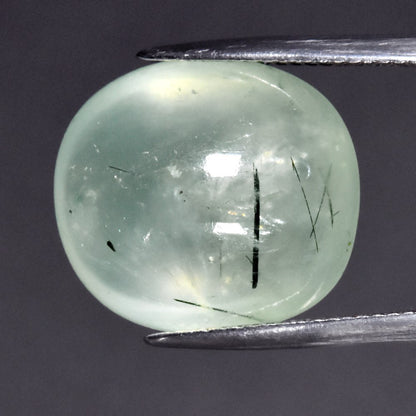 21.40ct ETW Earth-Mined Prehnite with Black Needles – Cushion Cabochon, Unheated
