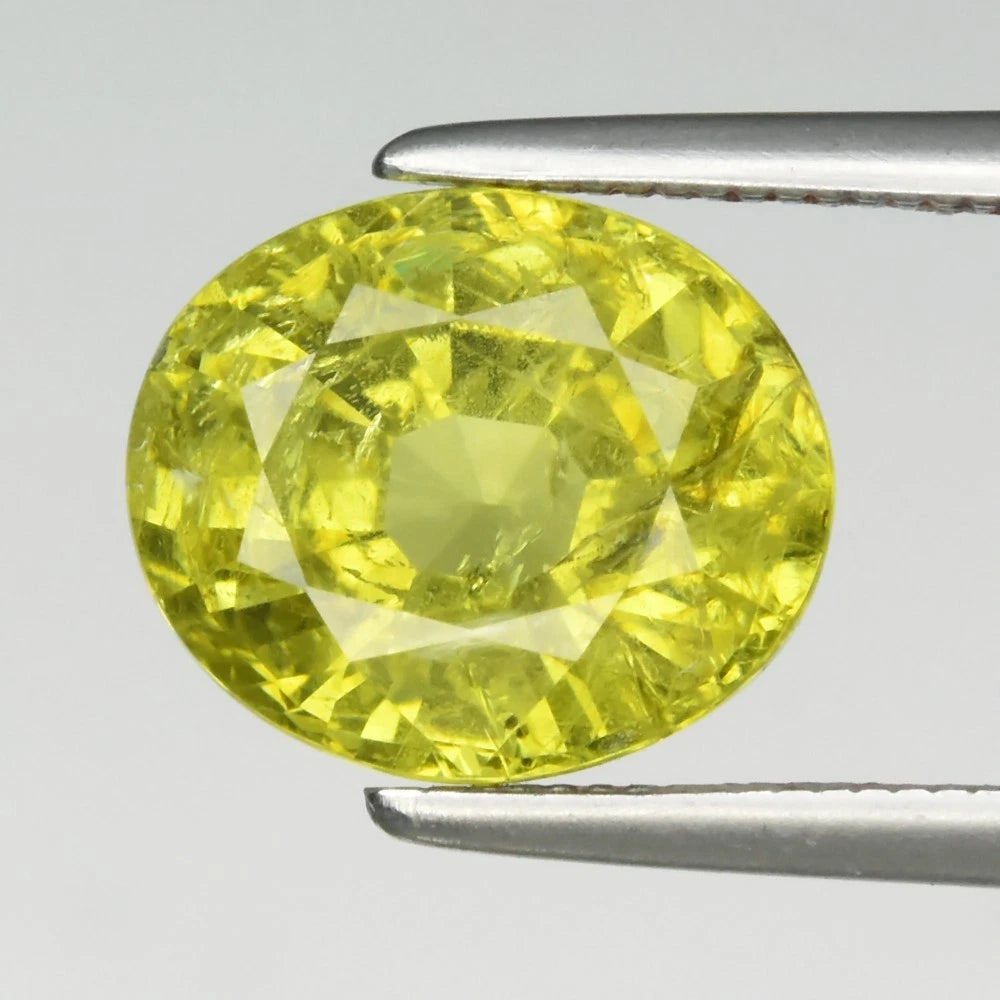 3.01ct ETW Yellowish Green Tourmaline Gemstone – Oval Cut