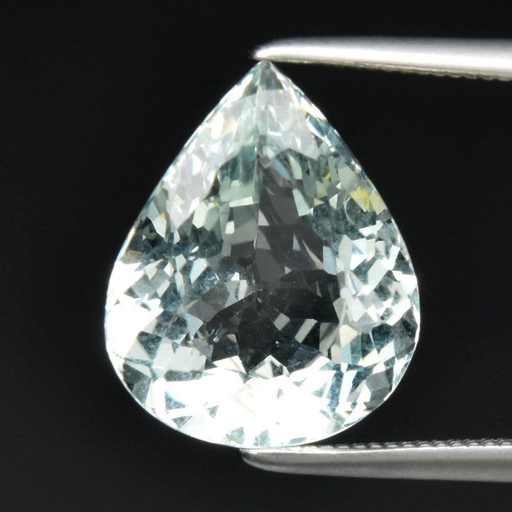 3.06ct ETW Earth-Mined Bluish Green Aquamarine – Pear Cut, Unheated