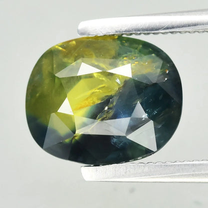 3.08ct ETW Bi-Color Blue/Green Sapphire Gemstone – Cushion Cut