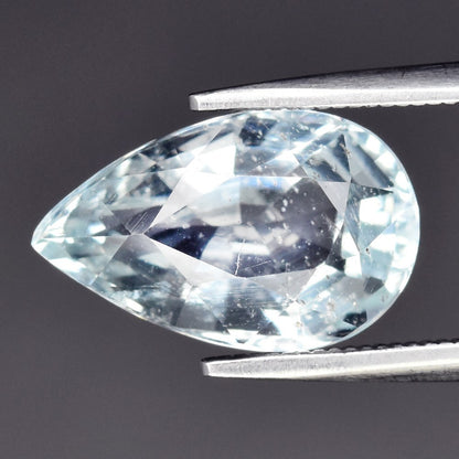 3.21ct ETW Light Blue Aquamarine Gemstone – Pear Cut