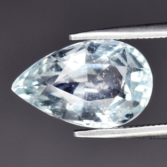 3.21ct ETW Light Blue Aquamarine Gemstone – Pear Cut
