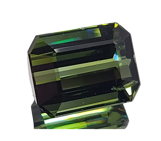 3.2ct ETW Green Tourmaline Gemstone - Natural - Emerald Cut