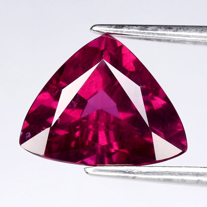 3.38ct ETW Earth-Mined Purplish Pink Rhodolite Garnet – Trillion Cut, Unheated