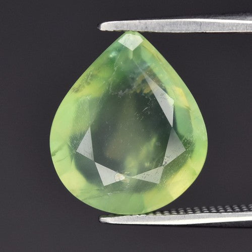3.40ct ETW Earth-Mined Green Prehnite – Pear Cut, Unheated