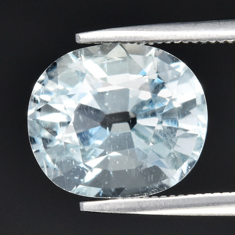 3.47ct ETW Blue Aquamarine Gemstone – Cushion Cut