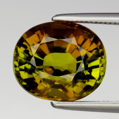 3.70ct ETW Yellow-Green Tourmaline Gemstone – Oval Cut