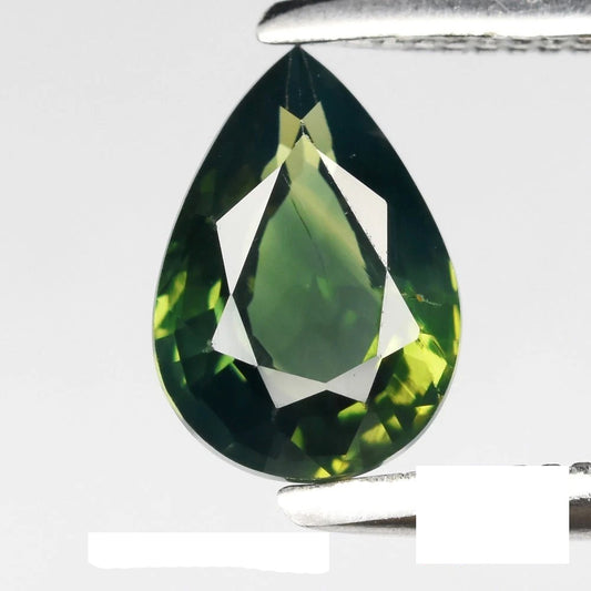 0.78ct ETW Green Sapphire Gemstone - Heated - Pear Cut