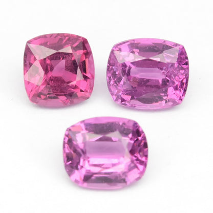 3pcs Lot 2.34 ct ETW Purplish Pink Rhodolite Garnet – Cushion Cut