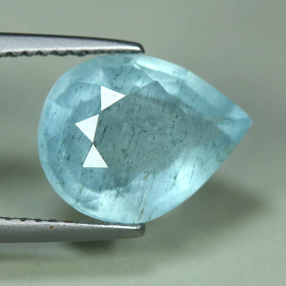 4.01ct ETW Earth-Mined Blue Aquamarine – Pear Cut, Unheated