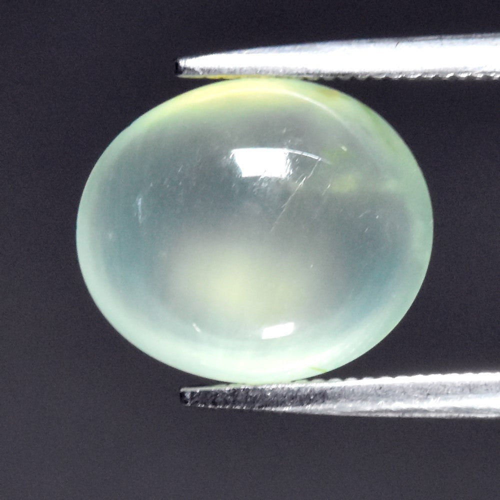4.04ct ETW Earth-Mined Green Prehnite – Oval Cabochon, Unheated