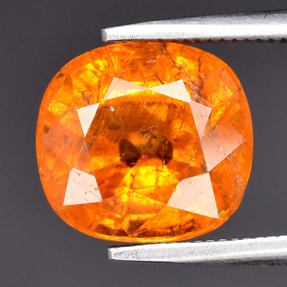 4.28ct ETW Earth-Mined Orange Spessartine Garnet – Cushion Cut, Unheated