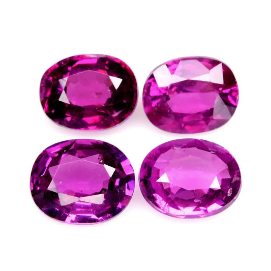 4pc 3.12ct ETW Earth-Mined Pinkish Purple Rhodolite Garnet Lot – Oval Cut