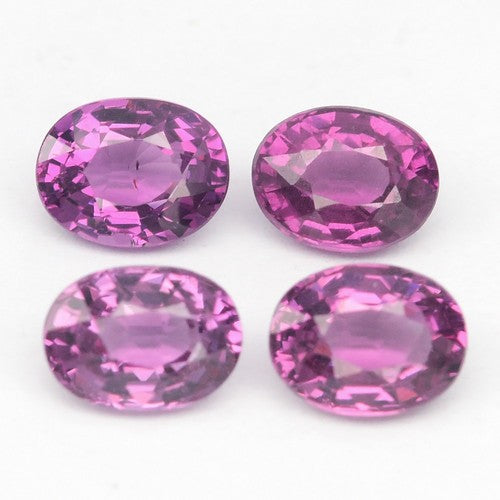 4pcs Lot 3.74ct ETW Earth-Mined Rhodolite Garnet – Oval Cut, Unheated