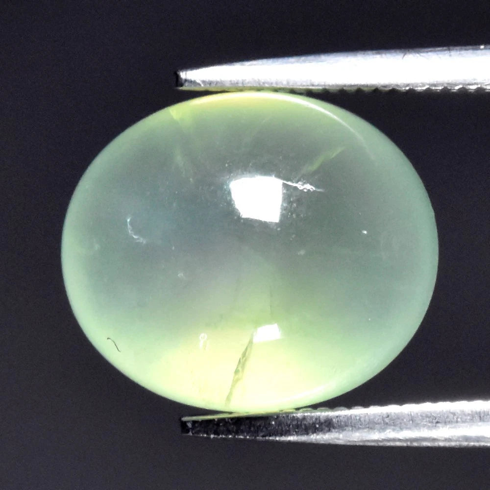 5.40ct ETW Earth-Mined Green Prehnite – Oval Cabochon