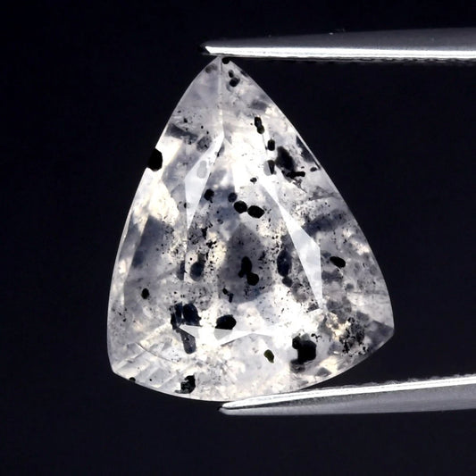 5.45ct ETW Earth-Mined Black Needle Rutilated Quartz – Trillion Cut
