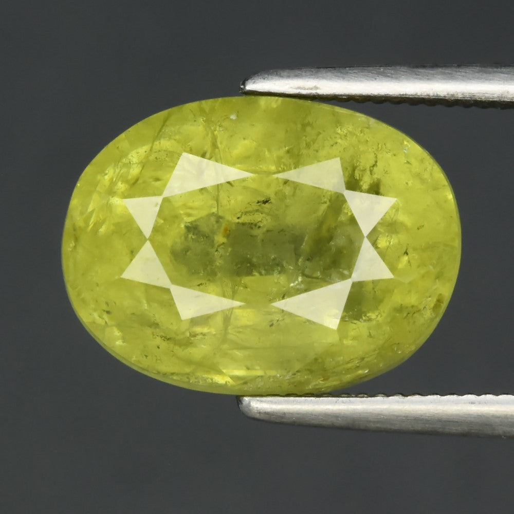 5.63ct ETW Yellowish Green Grossular Garnet Gemstone – Oval Cut