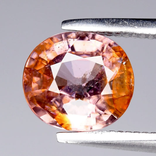 1.56ct 6.7x6mm Cushion Natural Orange Pink Zircon - Unheated, Tanzania Gem
