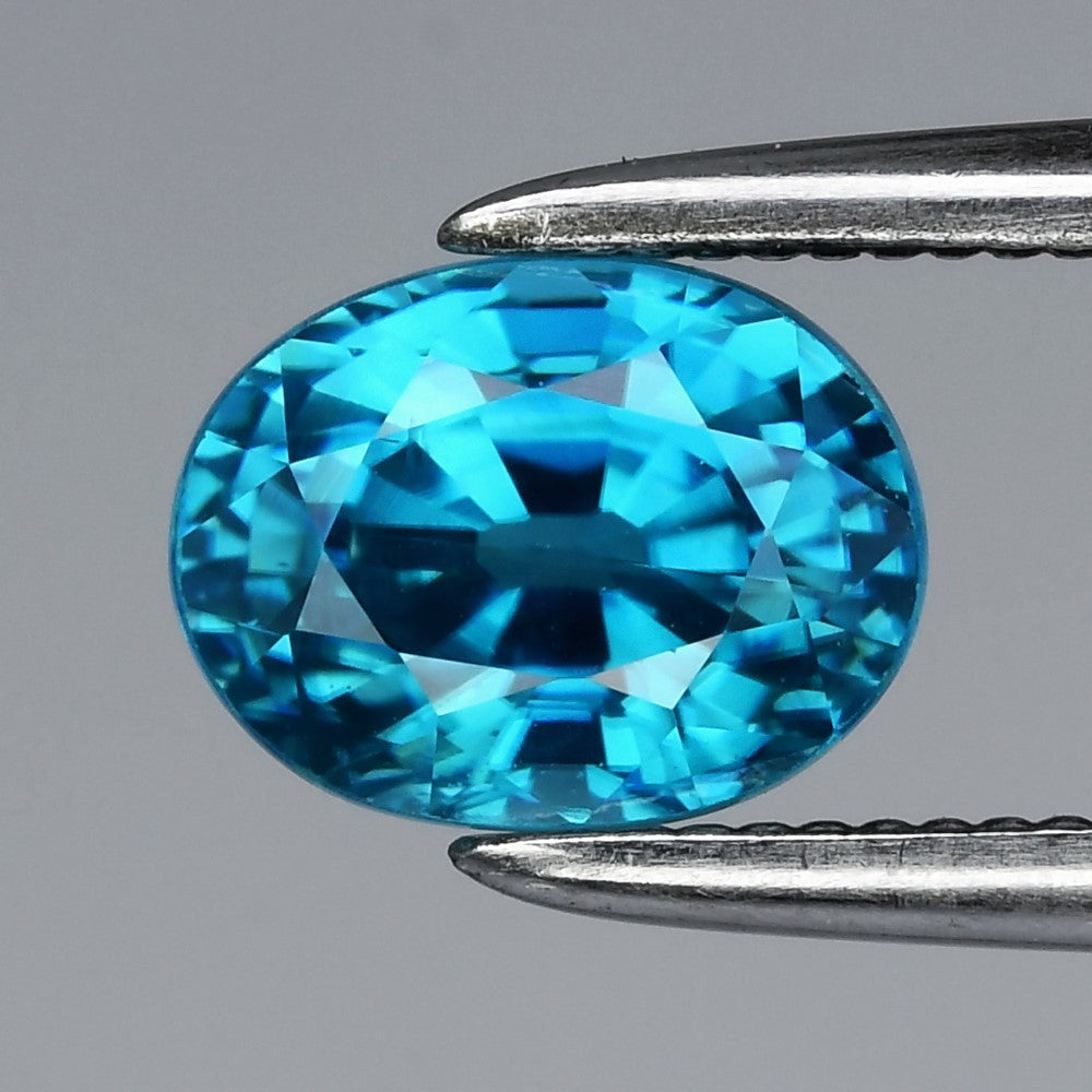 1.46ct 6.3x4.8mm VVS Oval Natural Blue Zircon - Gentle Heat, Cambodia Gem