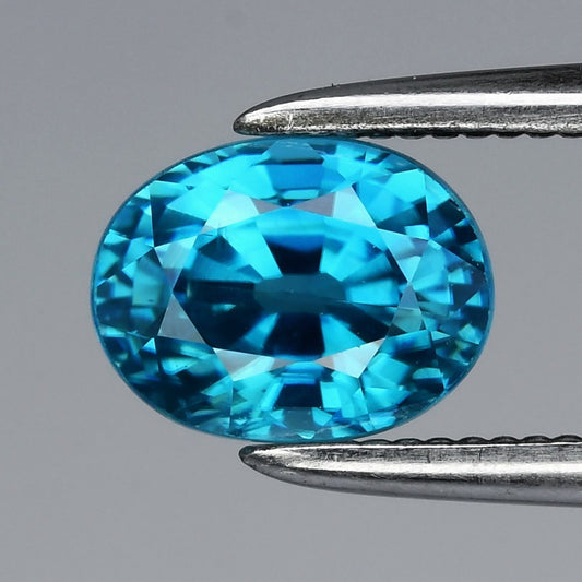 1.46ct 6.3x4.8mm VVS Oval Natural Blue Zircon - Gentle Heat, Cambodia Gem
