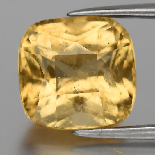 4.18ct 9x8.7mm Cushion Natural Yellow Grossular Garnet - Africa Gemstone