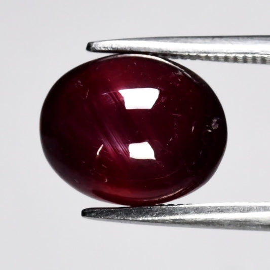 4.15ct ETW Earth-Mined Red Ruby – Oval Cabochon, Color Enhanced