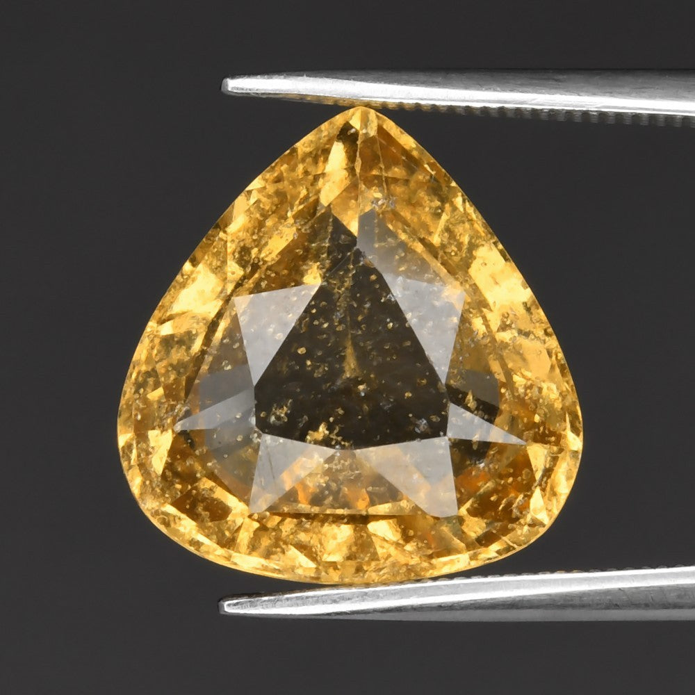 10.61ct ETW Earth-Mined Yellow Grossular Garnet – Pear Cut, Large Stone
