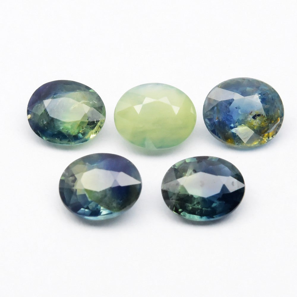 5pcs Lot 2.56ct ETW Blue Green Sapphire Gemstones – Oval Cut