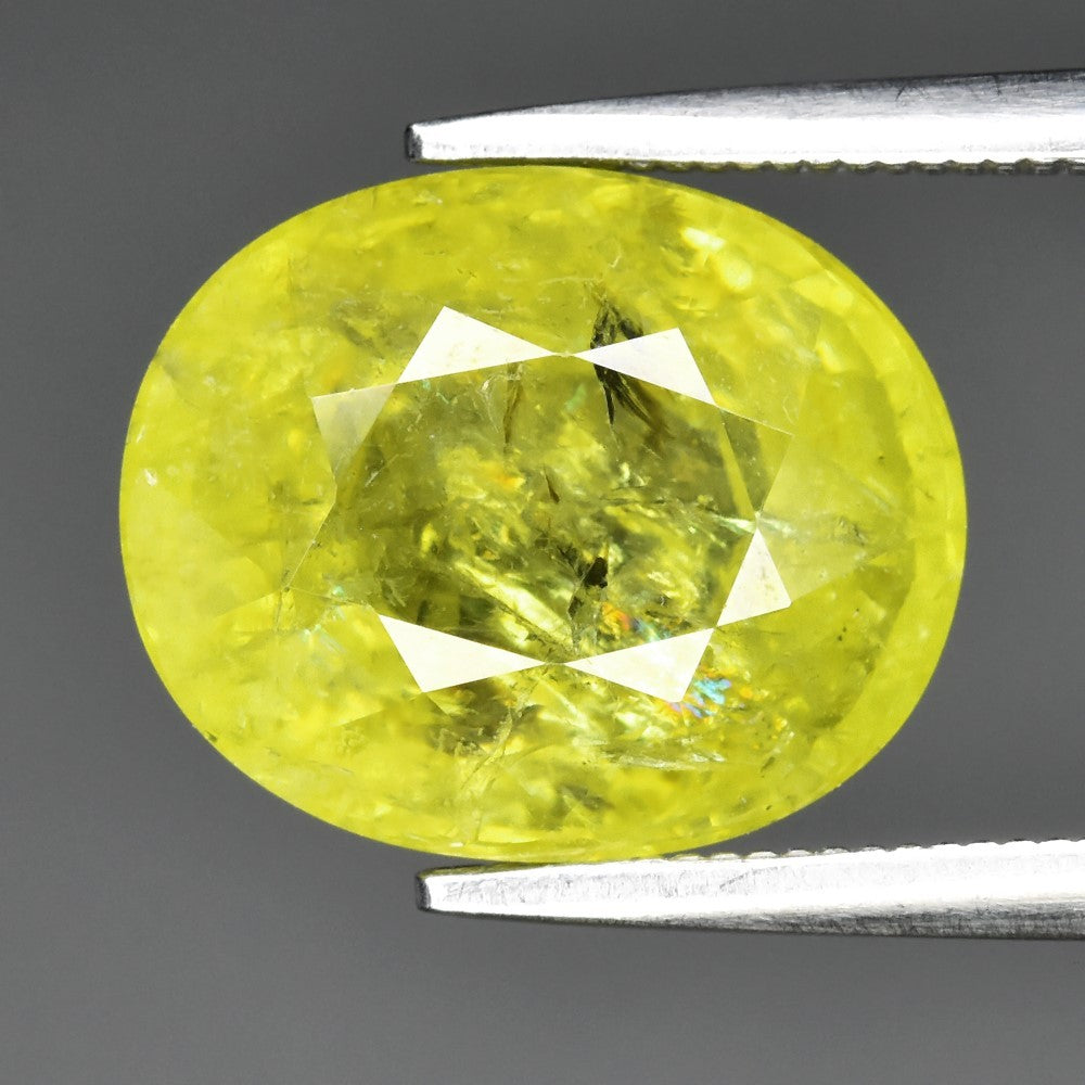 6.11ct Earth-Mined Yellowish Green Mali Grossular Garnet – Oval Cut, Unheated
