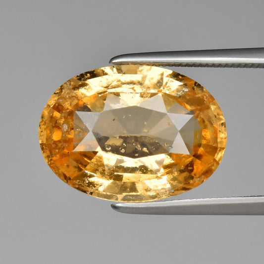 7.47ct ETW Earth-Mined Yellow Grossular Garnet – Oval Cut, Unheated