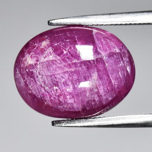 7.93ct ETW Earth-Mined Purplish Red Ruby – Oval Cabochon, Unheated