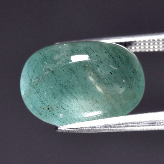 7.97ct ETW Earth-Mined Greenish Blue Aquamarine – Oval Cabochon
