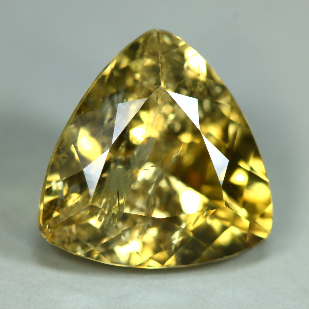 8.22ct ETW Earth-Mined Yellow Tourmaline – Trillion Cut, Unheated
