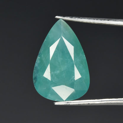8.50ct ETW Earth-Mined Bluish Green Grandidierite – Pear Cut, Rare Variety