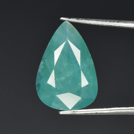 8.50ct ETW Earth-Mined Bluish Green Grandidierite – Pear Cut, Rare Variety