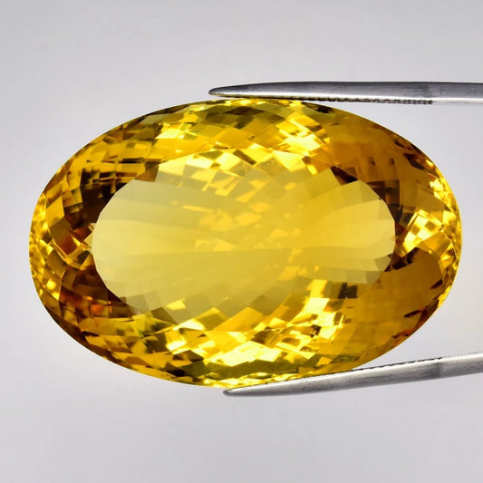 95.00ct ETW Yellow Citrine Gemstone – Oval Cut