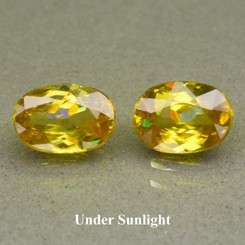 Pair (2pcs) 1.88ct ETW Greenish Yellow Sphene - Oval Cut - DISCOUNTED