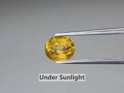 2.58ct ETW Greenish Yellow Sphene Gemstone – Cushion Cut