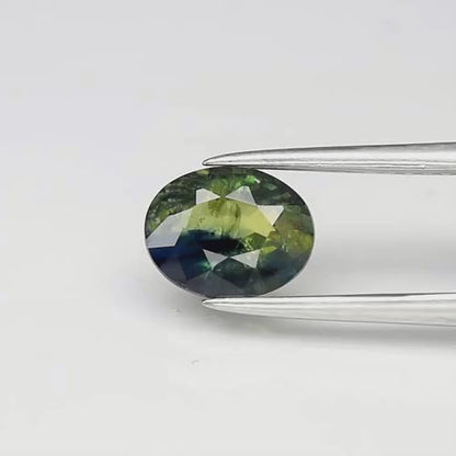 1.47ct ETW Blue Green Bi-Color Sapphire Gemstone – Oval Cut