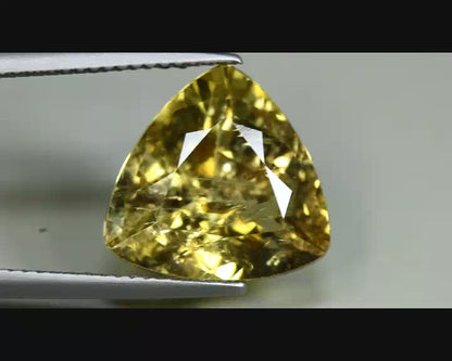 8.22ct ETW Earth-Mined Yellow Tourmaline – Trillion Cut, Unheated