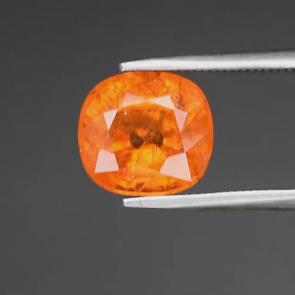4.28ct ETW Earth-Mined Orange Spessartine Garnet – Cushion Cut, Unheated
