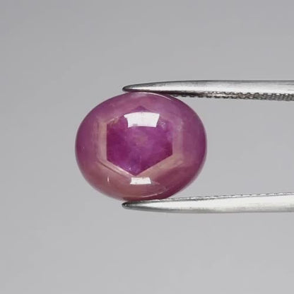 10.97ct ETW Earth-Mined Red Pink Purple Star Sapphire – Oval, 6-Ray Star