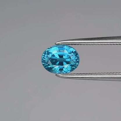 1.46ct 6.3x4.8mm VVS Oval Natural Blue Zircon - Gentle Heat, Cambodia Gem