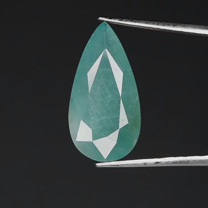 7.78ct ETW Earth-Mined Bluish Green Grandidierite – Pear Cut, Rare