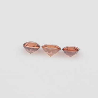 3pcs Lot 1.60ct Round Natural Champagne Orange Zircon - Unheated, Africa Gems